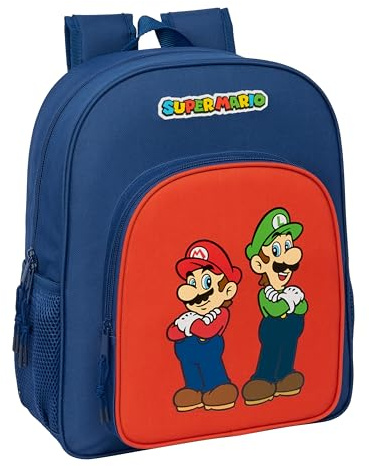 SUPER MARIO MAMMA MIA Schulrucksack für Kinder, Kinderrucksack, anpassbar an Kinderwagen, ideal für Kinder im Schulalter, bequem und vielseitig, Qualität und Widerstandsfähigkeit, 32 x 12 x 38 cm