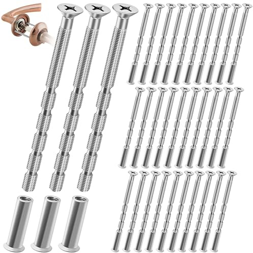 Gomeer 36 Sets M4 Door Handle Screws,M4 Bolts Through Connecting Bolts and Sleeves for Fixing Door Handle Roses Knobs Door Lock and Escutcheons