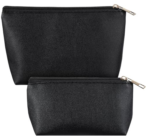 2 Stück Kosmetiktasche Klein, Schminktasche Klein, Make up Tasche Damen PU Leder, Tragbare Makeup Bag, Kleine Kosmetiktaschen mit Reißverschluss, Kosmetikbeutel für Reise und Toilettenartikel