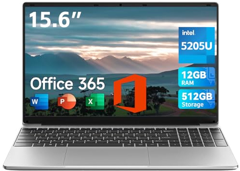 jumper 15.6 inch Laptop with Office 365, 12GB RAM 512GB Storage Notebook, HD Display Laptops, Celeron Processor, Keyboard Film UK, 5000mAh Battery, Suitable for Business and Students