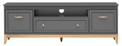 Masseno TV-Schrank SUOLO 179 cm Fernsehschrank mit 1 Schubladen und 2 Türen TV-Lowboard für Wohnzimmer Modern 179x40,5x61,5 cm Grau