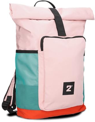 Zwei Damen Rucksack BONNY BOR180 Rolltop Backpack 15–19 Liter, leichter Nylon Tagesrucksack, wasserabweisend, viele Fächer, Flaschenfach, Schlüsselband, gepolsterte Gurte (candy)