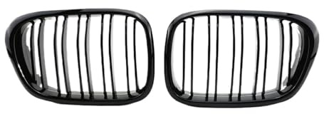 Glänzender Mattschwarzer Frontgrill Autos Mit Doppelter Lattenlinie Für 5er Baureihe E39 520 523 525 528 530 535 540 M5(Schwarz glänzend)