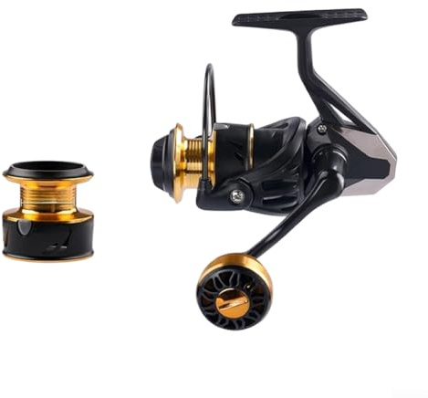Mulinello da pesca resistente all'acqua con resistenza di 10 kg, corpo composito PA66, tazza in alluminio, bobina profonda e guide ad anello cromate (HO1000)