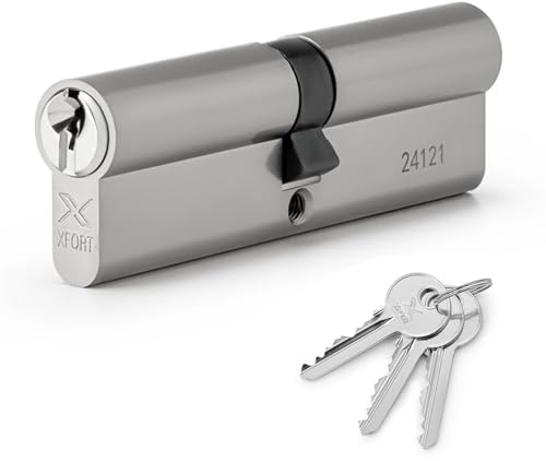 XFORT Chrome 40/50 Euro Cylinder Lock (90mm), UPVC Door Lock, 6 Pin Cylinder Lock with 3 Keys, PVC Door Lock, Euro Lock Cylinder, Barrel Lock for Front Door or Internal Door (Pack of 6)