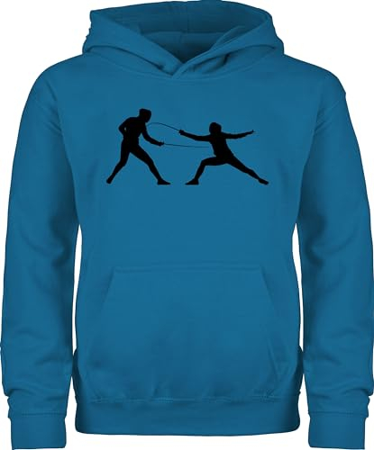 Kinder Hoodie Jungen Mädchen - Sport Kleidung - Fechten - 152 (12/13 Jahre) - Himmelblau - hoody 25. geburtstag fecht pullover fechter fun-kapuzenpullover fencing kapuzenpullover pulli pullis