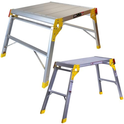Excel Heavy Duty Multi Purpose Platform Work Bench Folding Hop Up Pack of 2 - Aluminum hop up, Aluminum Stool, Aluminium Ladder, Foldable Hop up, Portable hop up