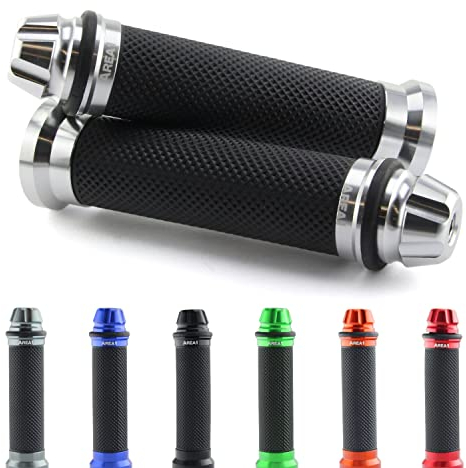 Area1 Empuñaduras Universales para Manillar de Motocicleta, 22+24mm, Punos para Scooter Agarraderas Moto 7/8, Antideslizantes, Dome Plata, compatible con KSR Aprila