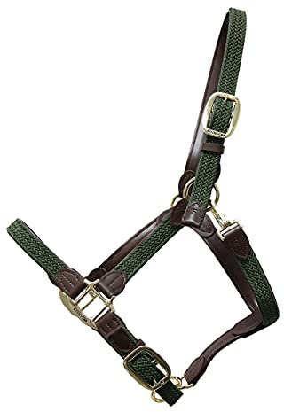 Kentucky - Geflochtenes Nylon Halfter Full - Olivgrün - Leder