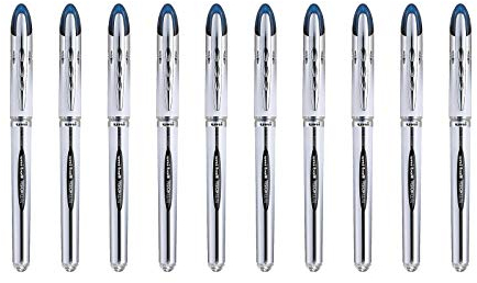 uni-ball - Uni Mitsubishi Pencil – 10 Kugelschreiber Vision Elite UB200 – Airplane Safe – Tintenroller mit flüssiger Tinte – Spitze 0,8 mm – mittlere Schreibfarbe – blaue Stifte