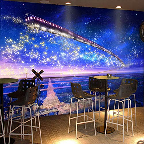 Traum Sternenhimmel Wallpaper 3D Stereo Galaxy Zug Nachtlicht schönes Schlafzimmer nur rote Milch Tee Shop Dekoration Wallpaper fototapete 3D Tapete effekt Vlies wandbild Schlafzimmer-400cm×280cm