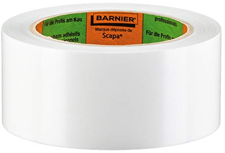 Barnier PVC Putzerband | Schutzband 50 mm 33 m weiß glatt | PVC Klebeband für glatte und leicht raue Untergründe | Barnierband weiss für Innen und Außen | Universal Klebeband Putz Klebeband
