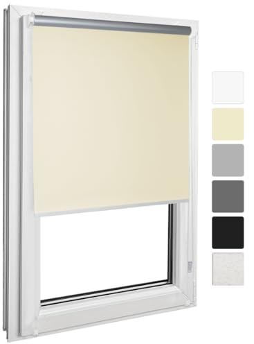 Home Vision Verdunkelungsrollo Klemmfix ohne Bohren Creme B75 x H150cm | Fensterrollo Seitenzug lichtundurchlaessig Thermorollo Sichtschutz Sonnenschutz für Schlafzimmer Wohnzimmer und Büro