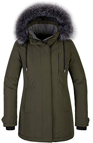 CHIN·MOON Women's Winter Puffer Jacket Waterproof Parka Coat Hooded | Quilted, Warm Insulated, Faux Fur Trim, Stand Collar, Multiple Pockets, Mid-Length, Outdoor, Overcoat