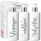 Print Maniacs 3 Set Mrs Hinch Inspired White Personalised Dispenser Pump Bottles Shampoo Conditioner Body Wash (Matt Silver)