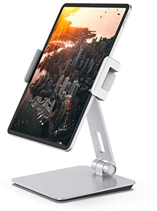 Maxonar Tablet Ständer iPad Ständer Aluminiumlegierun Verstellbar iPad Halterung Halter,360 Grad,Faltbar,Kompatibel mit iPad9/iPad Air 4/5/iPad Pro/iPad Mini 6 Galaxy Tab S8,Surface(4-14Zoll)–Grau