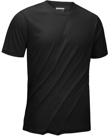 KEFITEVD UV Schutz Shirt Herren Kurzarm Rashguard Leicht Atmungsaktiv Laufshirt Outdoor Funktionsshirt Männer Sport Oberteil Schwarz XL