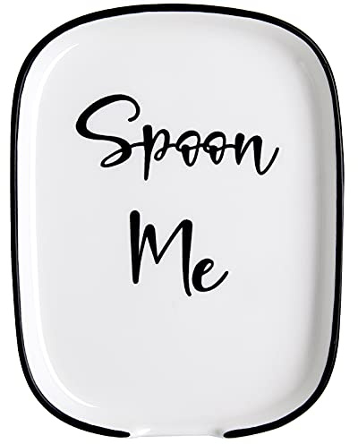 Ceramic Spoon Rest for Stove Top, Large Spoon Holder for Kitchen Counter, White Coffee Spoon Rest, Heat-Resistant Cooking Utensil Rest, Modern Farmhouse Kitchen Décor