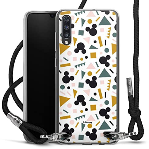 Carry Case kompatibel mit Samsung Galaxy A70 Hülle mit Band Handykette zum Umhängen schwarz Disney Mickey Mouse Muster