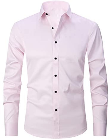 Tomwell Homme Chemises Business Manches Longues Chemises Habillées col Kent Uni Taille Normale Col Chemise Classique Slim Fit Casual Rose 40