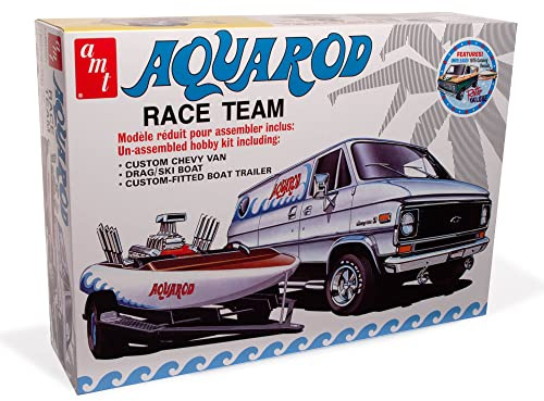 AMT - 1/25 Aqua Rod Race Team 1975 Chevy Van, Race Boat - Plastikmodellbausatz, Nicht Bemalt