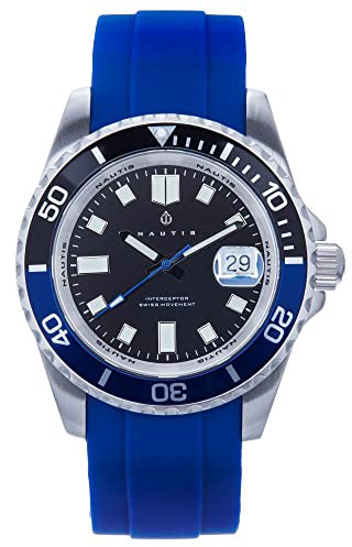 NAUTIS Interceptor Quartz Navy Silver Men's Watch with Date 19161G-D