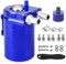 Towwoo 300 ml Alluminio Decanter, Seperator Vapori Olio Motore, Cattura Aria Universal, per Recupero Vapori con Kit di Accessori a 2 Porte, Filtro Aria, Tubi (Blu)