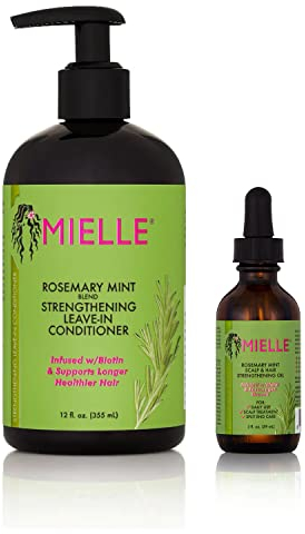 Mielle Organics Honig/Rosmarinminze stärkend/ohne Ausspülen Conditioner/Kopfhautöl / (1er Pack), 2-teiliges Sortiment, 414,0 ml