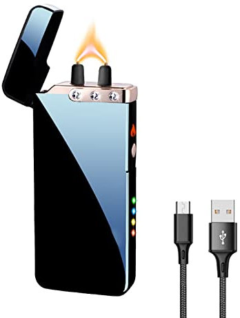 GADATOP Flame Arc Plasma Feuerzeug, Elektrisch, USB Wiederaufladbar, Winddicht, Wasserdicht, Mit LED-Batterieanzeige (Schwarz)