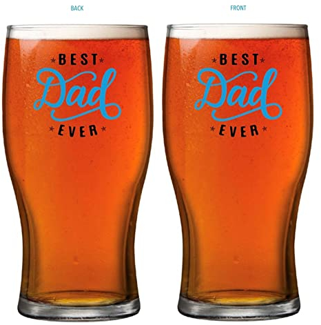 OM SUPPLIES Best Dad Ever Tulip Pint Beer Glass Father’s Day Birthday Christmas Drinking Glass Double Side Print Glass (Design 2)