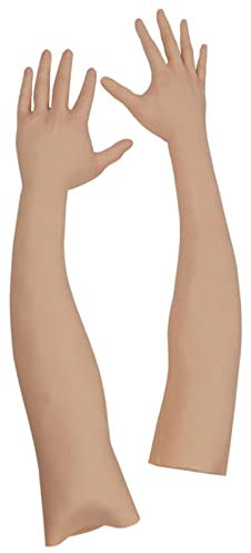 ZWSM 1 Pair Silicone Female Gloves Artificial Skin Lady Fake Hands Cosplay For Transgender Crossdresser Drag Queen,Ivory,without fingernail