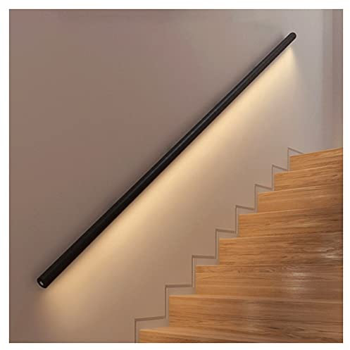 Corrimano in Alluminio A LED - Corrimano per Scale Illuminato - Corrimano per Scale Interne - Maniglia di Sicurezza - per Interni, Esterni, Garage, Loft, Hotel (Colore : Nero, Taglia : 39.3/1m)