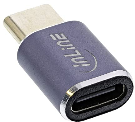 InLine® USB4 Adapter, USB Typ-C Stecker/Buchse, Aluminium, grau