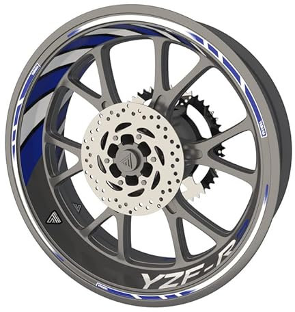 Felgenrandaufkleber für Yamaha YZF R3 Premium Qualität (Aufkleber für beide Felgen) (blau)
