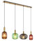 Ausgefallene Pendelleuchte mit 4 gerillten Glasschirmen mehrfarbig, 115cm lang