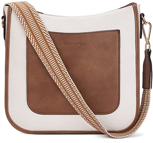 BOSTANTEN umhängetasche damen mittelgroß Handtaschen damen-schultertaschen aus PU Leder shopper tasche für Frauen Hobo Crossbody Bags mit verstellbarem Farbigem Riemen Beige Braun