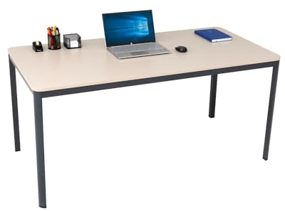 furni24 Schreibtisch D-Profil Nova 120x80x75cm, Sandfarbe, Einfache Montage, Arbeitstisch, Bürotisch, Küchentisch,Esstisch, Druckertisch Büro-Möbel Computertisch Gaming-Tisch Mehrzwecktisch