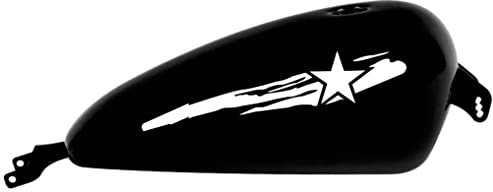 DualColorStampe Aufkleber kompatibel mit Harley-Davidson Tank DX-SX Zubehör Sticker Motorrad Motorbike Stern COD.M0268 (Weiß)