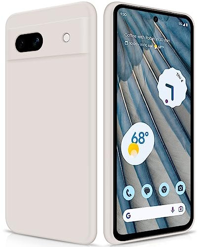 GiiYoon Coque pour Google Pixel 7A Case en Silicone, Etui de Protection Antichoc Etui Housse Silicone Ultra-Mince avec Couche Intérieure en Fibre et Protection pour Caméra, Blanc
