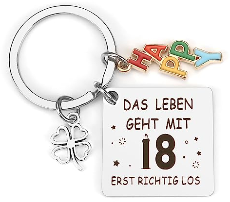 Schlüsselanhänger zum 18. Geburtstag Geschenk 18 Jahre Geschenkideen Geschenke Mädchen Junge Inspirierender Geburtstag Weihnachten Abschluss Geschenk für Tochter Sohn Schwester Freundschaft Familie