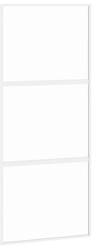 vidaXL Sliding Door 90x205 cm-White, Modern Minimalistic Design, Aluminium Frame with Tempered Glass Panels