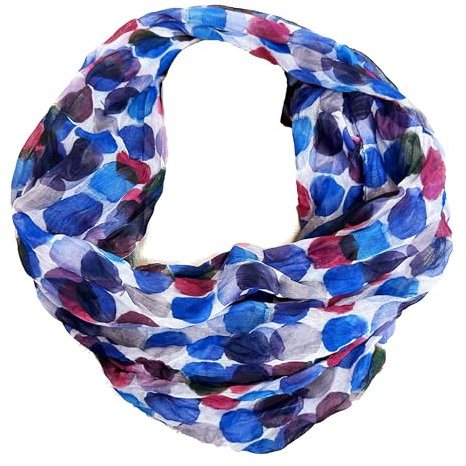 J26 Streifen Seide Glitzer Gold Fäden Sommer Frühling Loop Verlauf Regenbogen Rainbow Silk Uni Rundschal Schlauchschal Stola Schal leicht (Dots Blau)