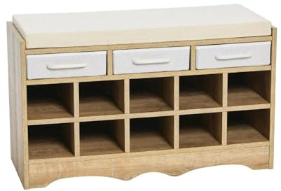 HASMI Schuhregal Bank Schubladen-Schuh-Organizer mit Küsteneichen-Finish Schuhwechselbank Für Korridor