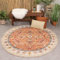 FRAAI | Home & Living Vintage Gartenteppich Rund - Santo Flora Terrakotta - Wetterfest - Polyester - Flachgewebe - Balkon, Garten/Terrasse - Terrasse - Rug