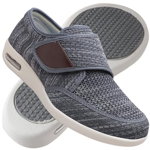 Zapatillas pie Diabetico Hombre Verano Zapatillas ortopédicas para Hombre Mocasines sin Cordones para Hombre Deporte para Senderismo al Aire Libre para Hombre (Color : Dark Gray, Size : 45 EU)