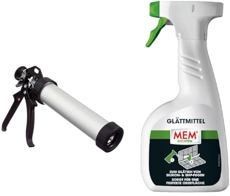 Werkzeyt B27422 Kartuschenpistole geschlossen & MEM Glättmittel zum Glätten und Modellieren von Dichtstofffugen, Anwendungsfertiges, 500-ml-Spray, Farblos