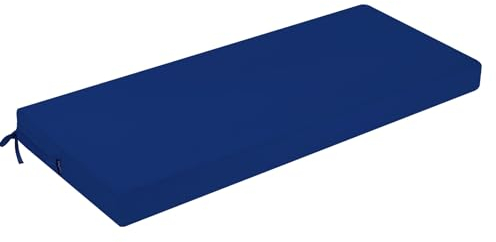PRIMEPATIO Bankauflage Outdoor, Bequeme Schaumstoff Bankkissen Sitzauflage, Wasserdicht Sitzkissen, Hollywoodschaukel Auflagen mit Bändern, Verdicktes Polster für Gartenmöbel 100x40 cm, Blau