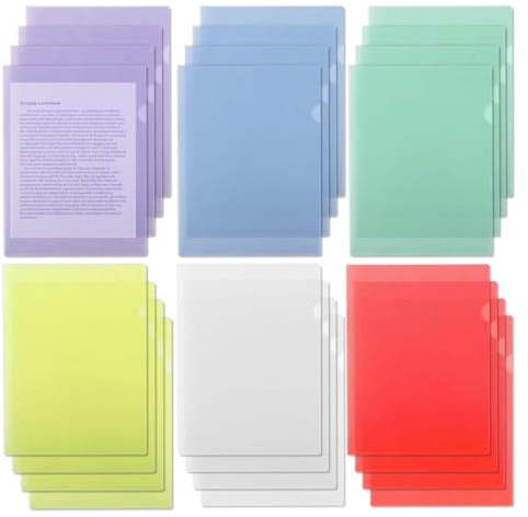 Aktenhülle Dokumentenordner A4, 24 Stück Klarsichthüllen A4 Seitlich Offen, 6 Farben Kunststoff Dokumentenordner Aktenhülle A4 Seitlich Offen Mappen Ordner zum Aufbewahren für Das Büro Der Schule