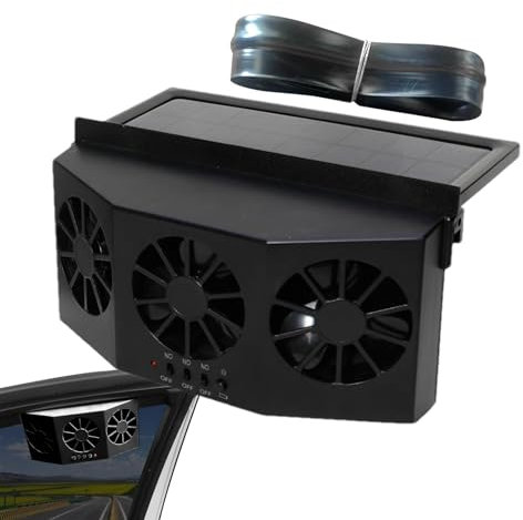 Solar Powered Fan Car - Car Ventilator Fan, Solar Car Window Fan | Car Window Exhaust Fan with 3 Outlet, Auto Window Vent Fan with 1600mah Battery, Car Window Exhaust Fan for Vehicles