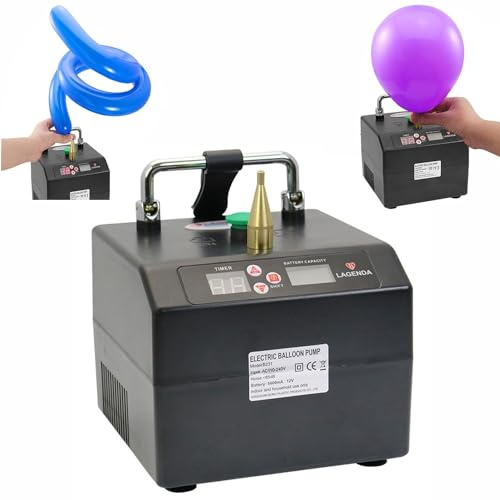 BOBVB Pompa ad Aria Elettrica per Palloncini, Macchina per gonfiare Palloncini Portatile, Ventilatore per Gonfiaggio Palloncini Modellante Automatico Professionale da 120 W con Display Digitale